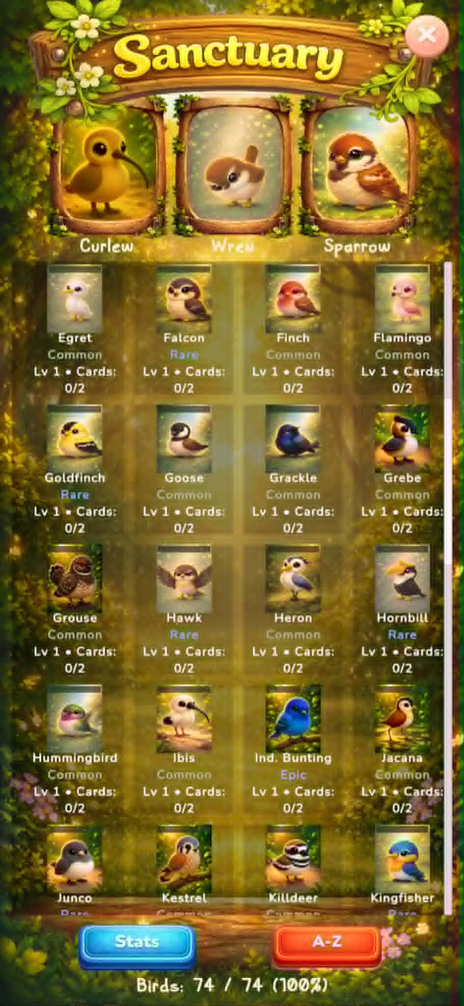 Wordy Birdie Sanctuary bird collection